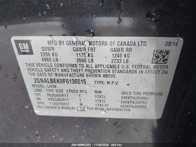 2GNALBEK8F6136515 Chevrolet EQUINOX 1LT