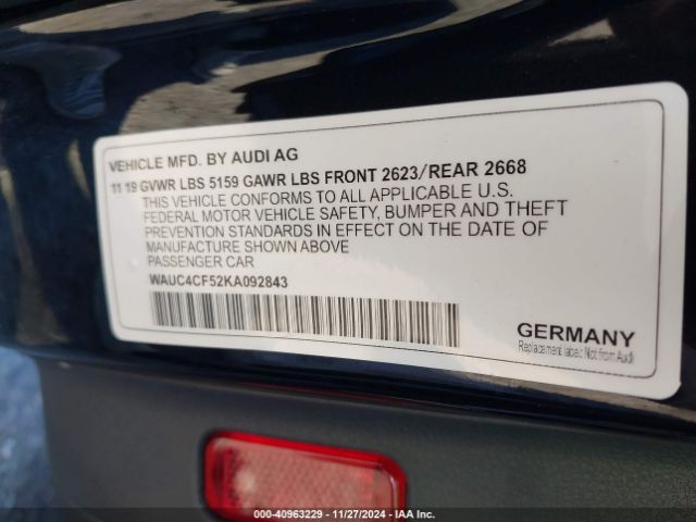 WAUC4CF52KA092843 Audi S5 3.0t Premium