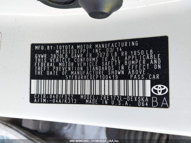 Toyota Corolla S/s Plus/s Premium 2014 5YFBURHE0EP100419 Image 9