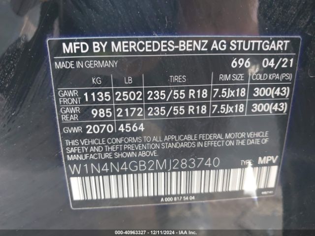 W1N4N4GB2MJ283740 Mercedes-Benz GLA 250
