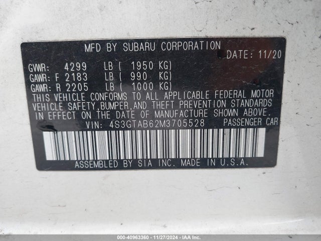 4S3GTAB62M3705528 Subaru Impreza 5-door