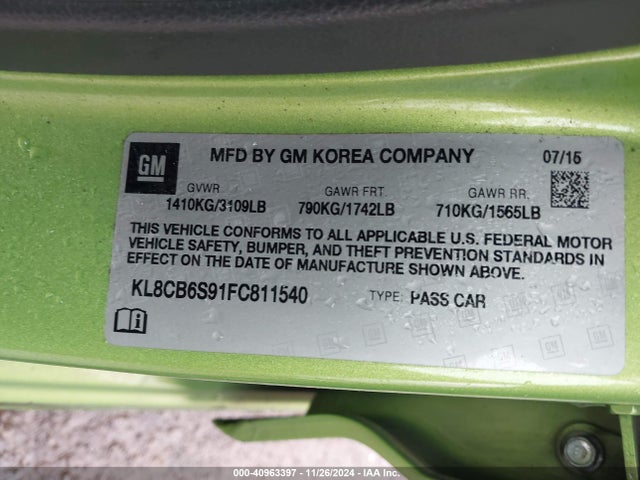 Chevrolet Spark Ls Cvt 2015 KL8CB6S91FC811540 Image 9