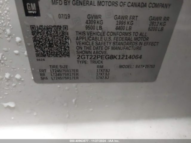 2GT22PEG8K1214064 GMC Sierra 2500hd Sle