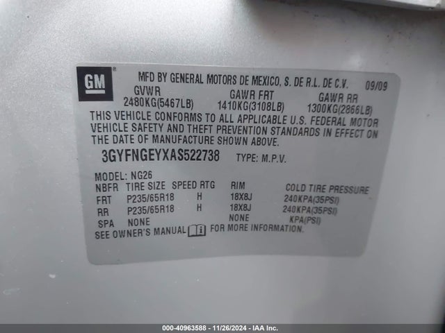 2010 CADILLAC SRX 3GYFNGEYXAS522738 Photo 8