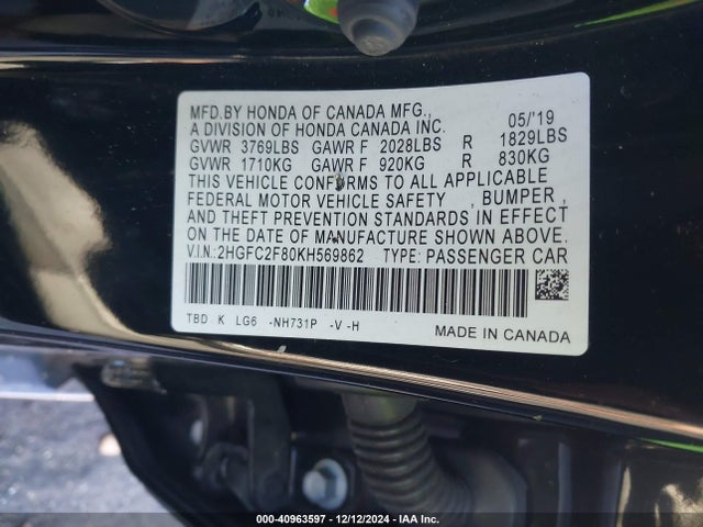 Honda Civic Sport 2019 2HGFC2F80KH569862 Image 9