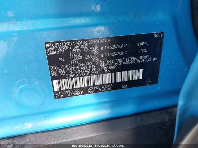Toyota RAV4 LE 2019 JTMH1RFVXKJ012838 Image 9