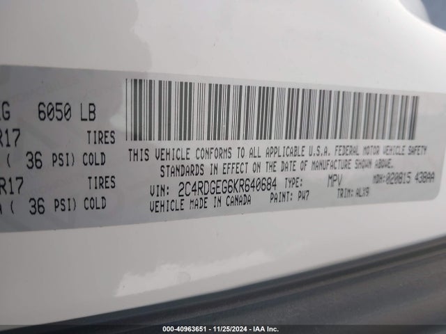 Dodge Grand Caravan Gt 2019 2C4RDGEG6KR640684 Image 9