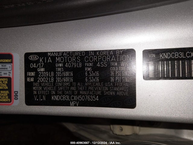 KIA NIRO FE 2017 KNDCB3LCXH5076354 Image 9