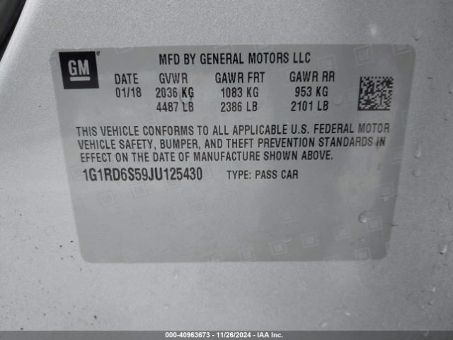 1G1RD6S59JU125430 Chevrolet Volt Premier