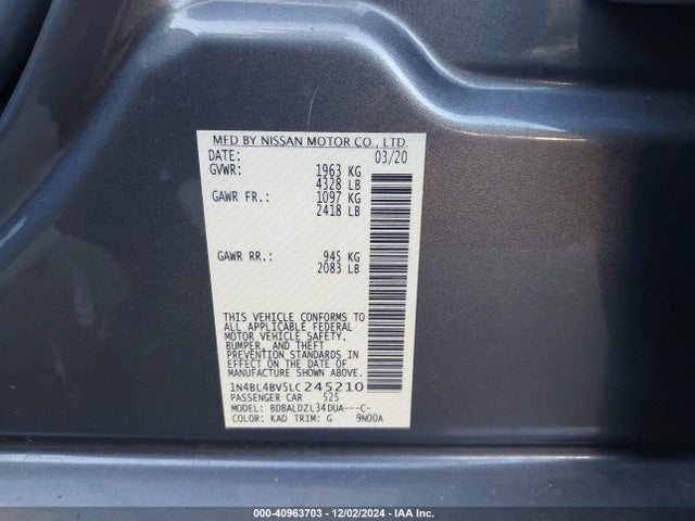 1N4BL4BV5LC245210 Nissan Altima S Fwd