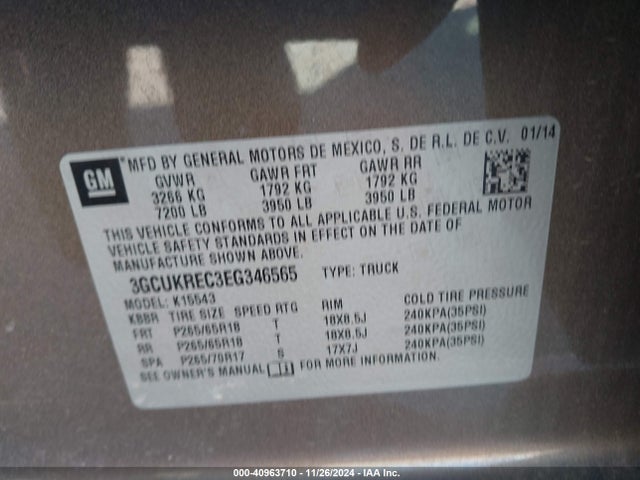 Chevrolet Silverado 1500 2lt 2014 3GCUKREC3EG346565 Image 9
