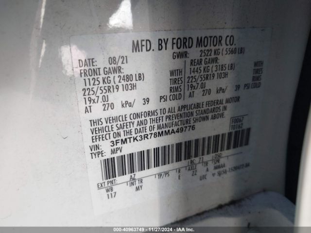 3FMTK3R78MMA49776 Ford Mustang Mach-e Premium