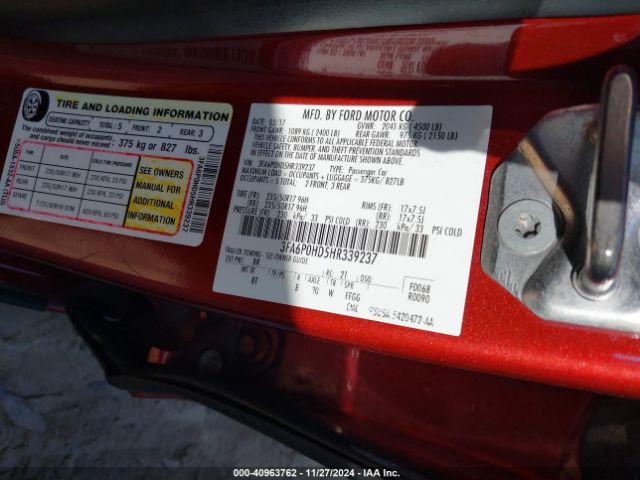 3FA6P0HD5HR339237 Ford FUSION SE
