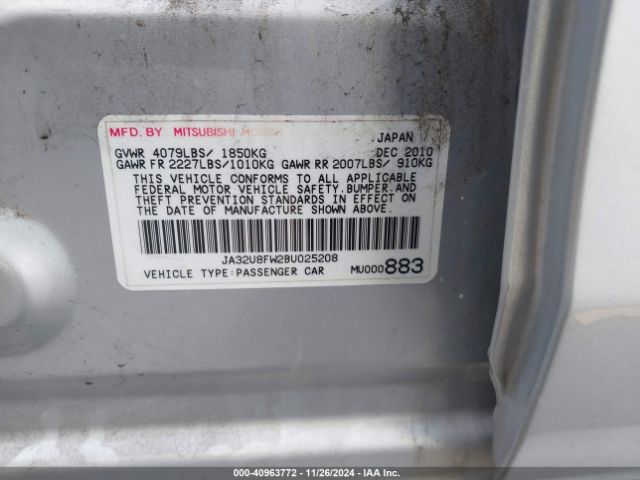 2011 MITSUBISHI LANCER JA32U8FW2BU025208 Photo 8