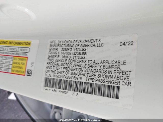 1HGCV1F42NA050979 Honda Accord Sport Special Edition