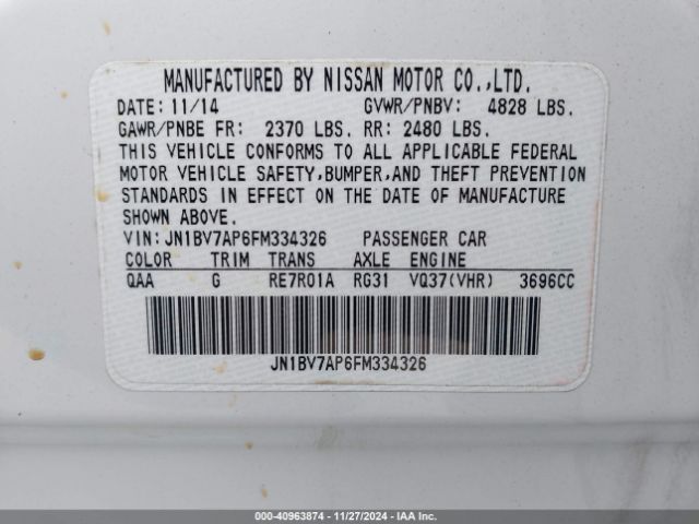JN1BV7AP6FM334326 Infiniti Q50
