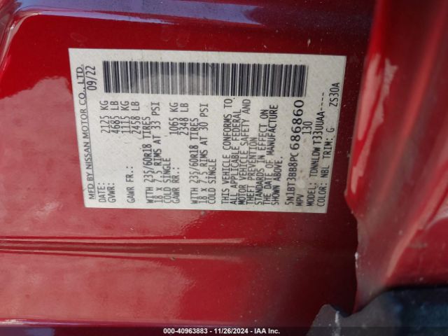 5N1BT3BB8PC686860 Nissan Rogue Sv Intelligent Awd