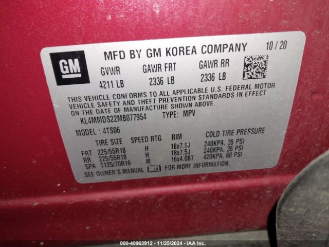 KL4MMDS22MB077954 Buick Encore Gx Fwd Select