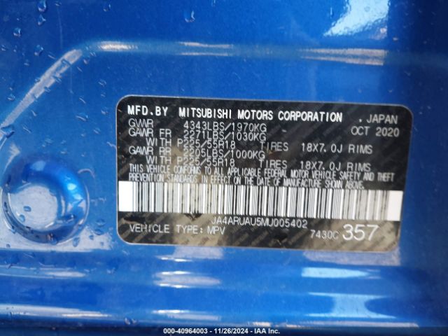 2021 MITSUBISHI OUTLANDER SPORT JA4ARUAU5MU005402 Photo 8