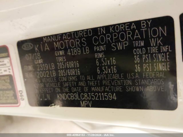KNDCB3LC8J5211594 KIA NIRO LX