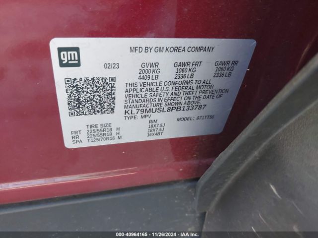 KL79MUSL8PB133787 Chevrolet Trailblazer Awd Rs
