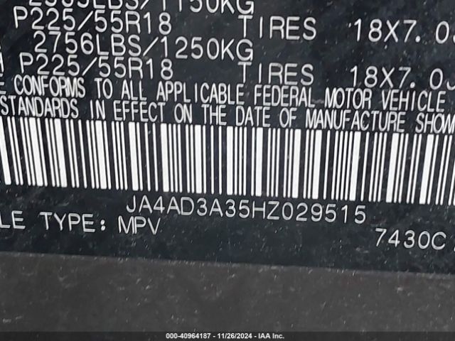 JA4AD3A35HZ029515 Mitsubishi Outlander Se/sel