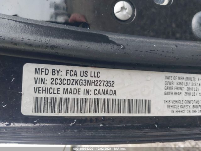 2C3CDZKG3NH227352 Dodge Challenger Gt Awd