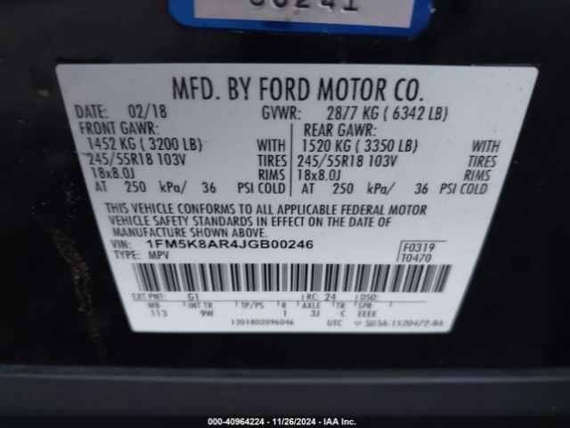 1FM5K8AR4JGB00246 Ford Police Interceptor Utility