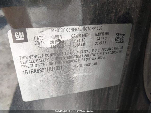1G1RA6S51HU103151 Chevrolet VOLT LT