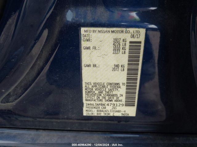 1N4AL3AP8HC479129 Nissan Altima 2.5 Sr