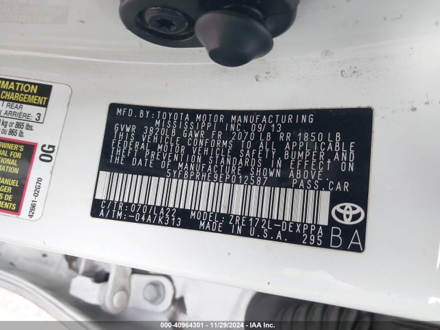 Toyota 2zr-fae 2014 5YFBPRHE9EP012587 Image 9