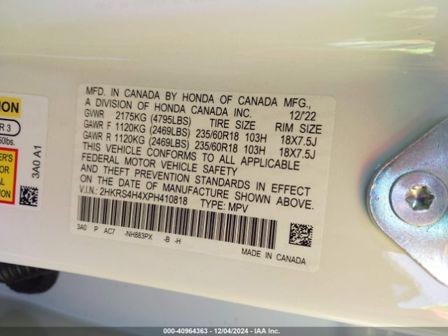 2HKRS4H4XPH410818 Honda Cr-v Ex Awd