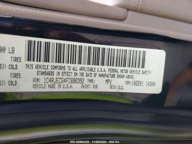 1C4RJECG4FC686352 Jeep Grand Cherokee Overland