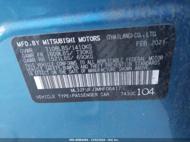ML32FUFJ3MHF06417 Mitsubishi Mirage G4 Carbonite Edition/es/le