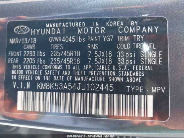 KM8K53A54JU102445 Hyundai Kona Ultimate