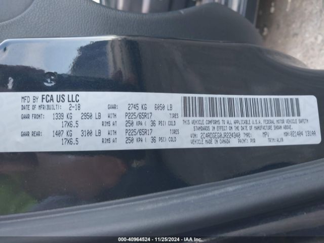 2C4RDGEG0JR224340 Dodge Grand Caravan Gt
