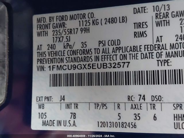 1FMCU9GX5EUB32577 Ford ESCAPE SE