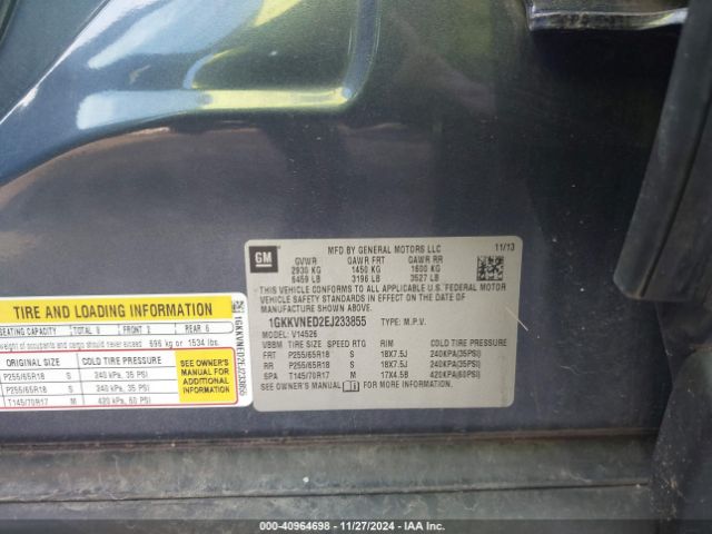 1GKKVNED2EJ233855 GMC Acadia Sle-1