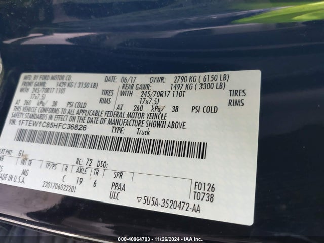 1FTEW1C85HFC36826 Ford F-150 Xlt