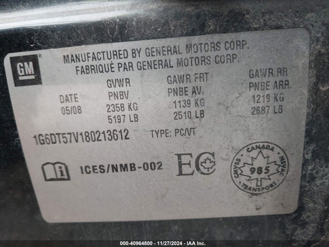 2008 CADILLAC CTS 1G6DT57V180213612 Photo 8