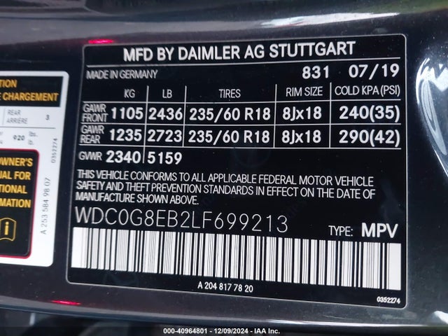 WDC0G8EB2LF699213 Mercedes-Benz Glc 300 4matic