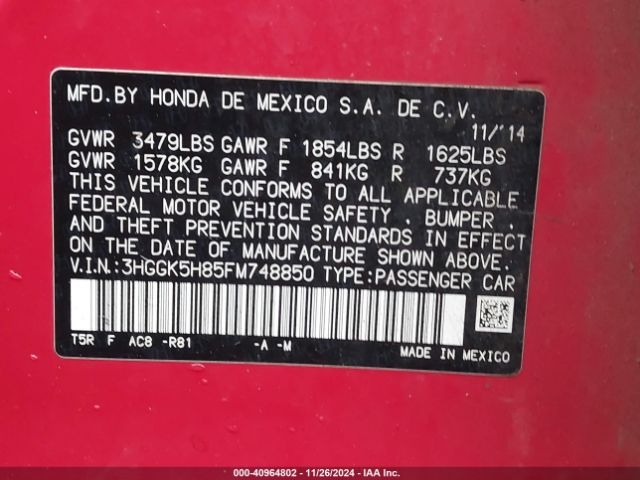 3HGGK5H85FM748850 Honda Fit Ex/ex-l
