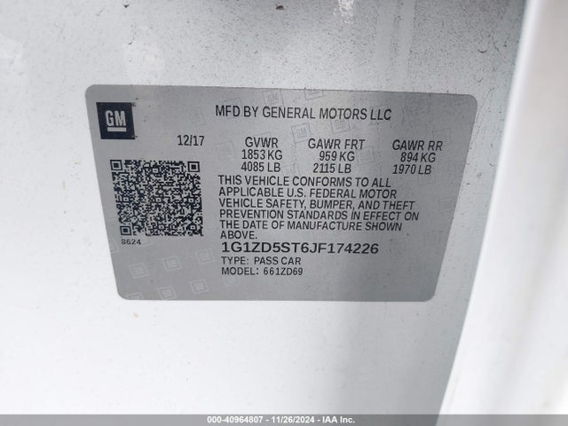 1G1ZD5ST6JF174226 Chevrolet MALIBU LT
