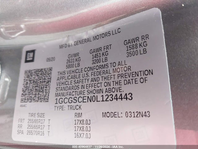 1GCGSCEN0L1234443 Chevrolet Colorado 2wd  Short Box Lt
