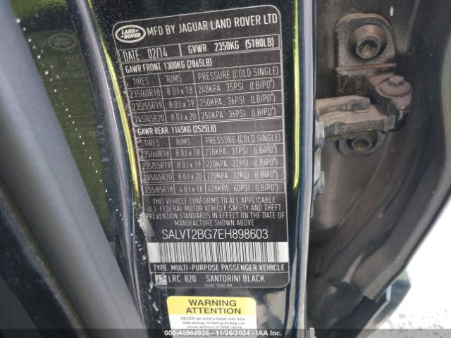 SALVT2BG7EH898603 Land Rover Range Rover Evoque Dynamic
