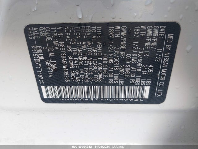 JN8BT3BA6PW409235 Nissan Rogue Sv Fwd