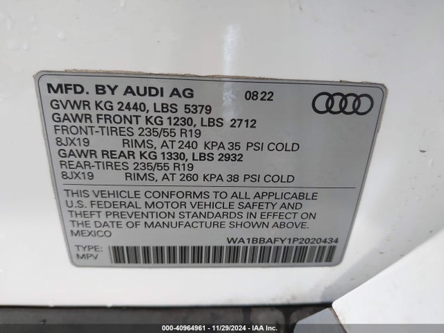 WA1BBAFY1P2020434 Audi Q5 Premium Plus 40 Tfsi Quattro S Tronic
