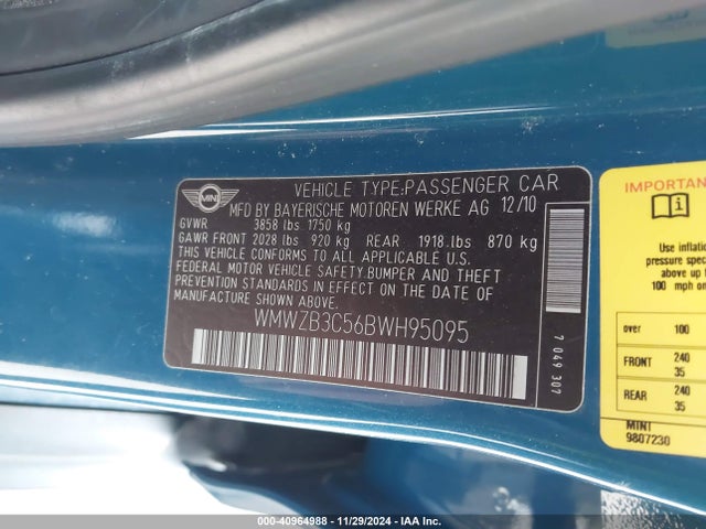 2011 MINI COOPER COUNTRYMAN WMWZB3C56BWH95095 Photo 8