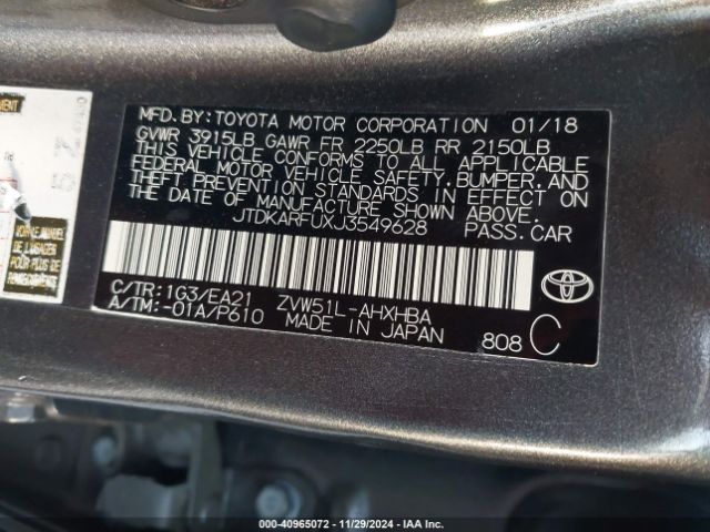 JTDKARFUXJ3549628 Toyota Prius Three Touring