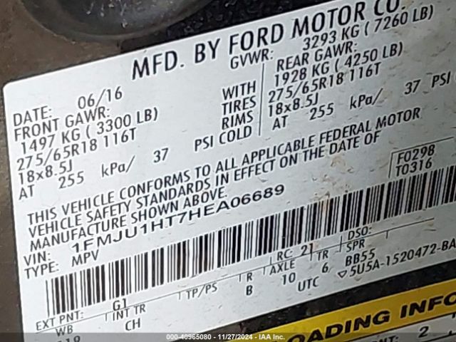 1FMJU1HT7HEA06689 Ford Expedition Xlt